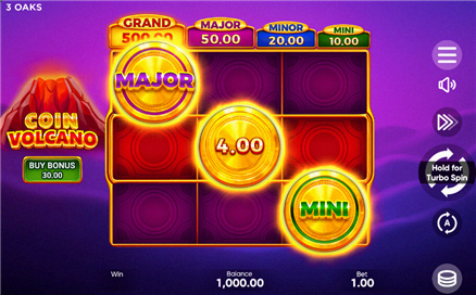 Coin Volcano schermata gioco principale